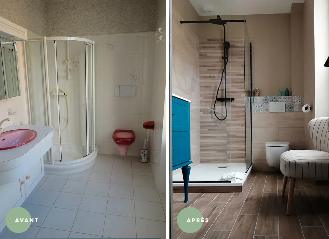 Maison d'hote à saint malo salle de bain avant et après